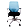Anji High Back White Frame Mesh Chair w/arms- Blue