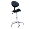 Adjustable Saddle Stool Chair w/Back - Black