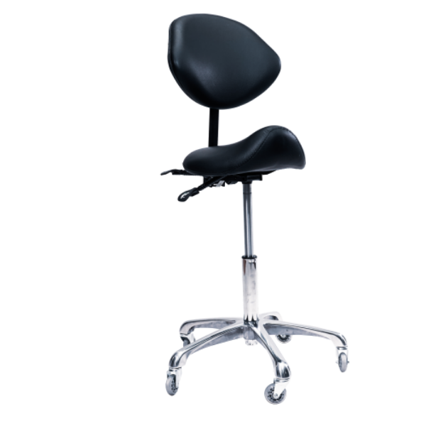 Adjustable Saddle Stool Chair w/Back - Black