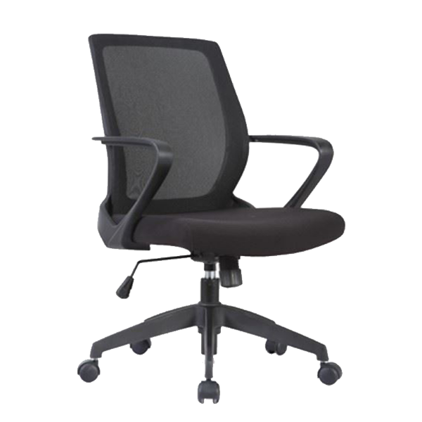 Anji Medium Back Mesh Chair w/Arms - Black