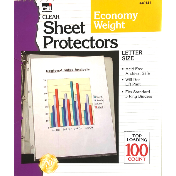 Picture of 65-008 CLI L/S Top Load Sheet Protectors (100) #48141