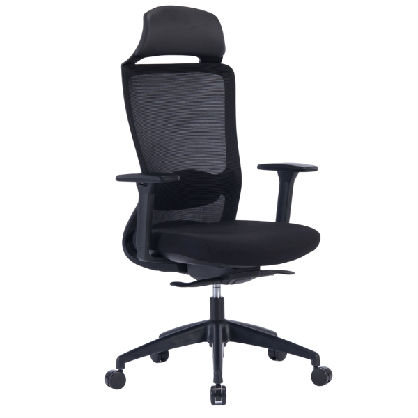 Picture of AA-5317BK Anji High Back Full Headrest Mesh Chair w/Arms - Black