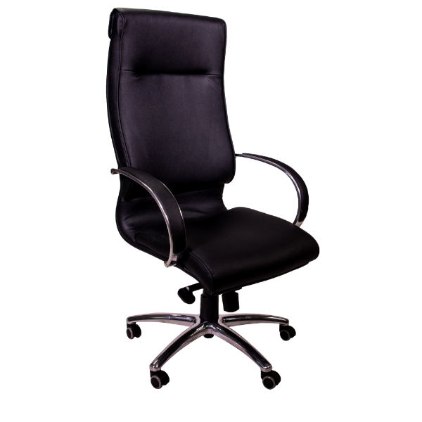 Picture of AA-812BBK Image High Back Exec Vinyl Chair w/Chrome Base - Blk